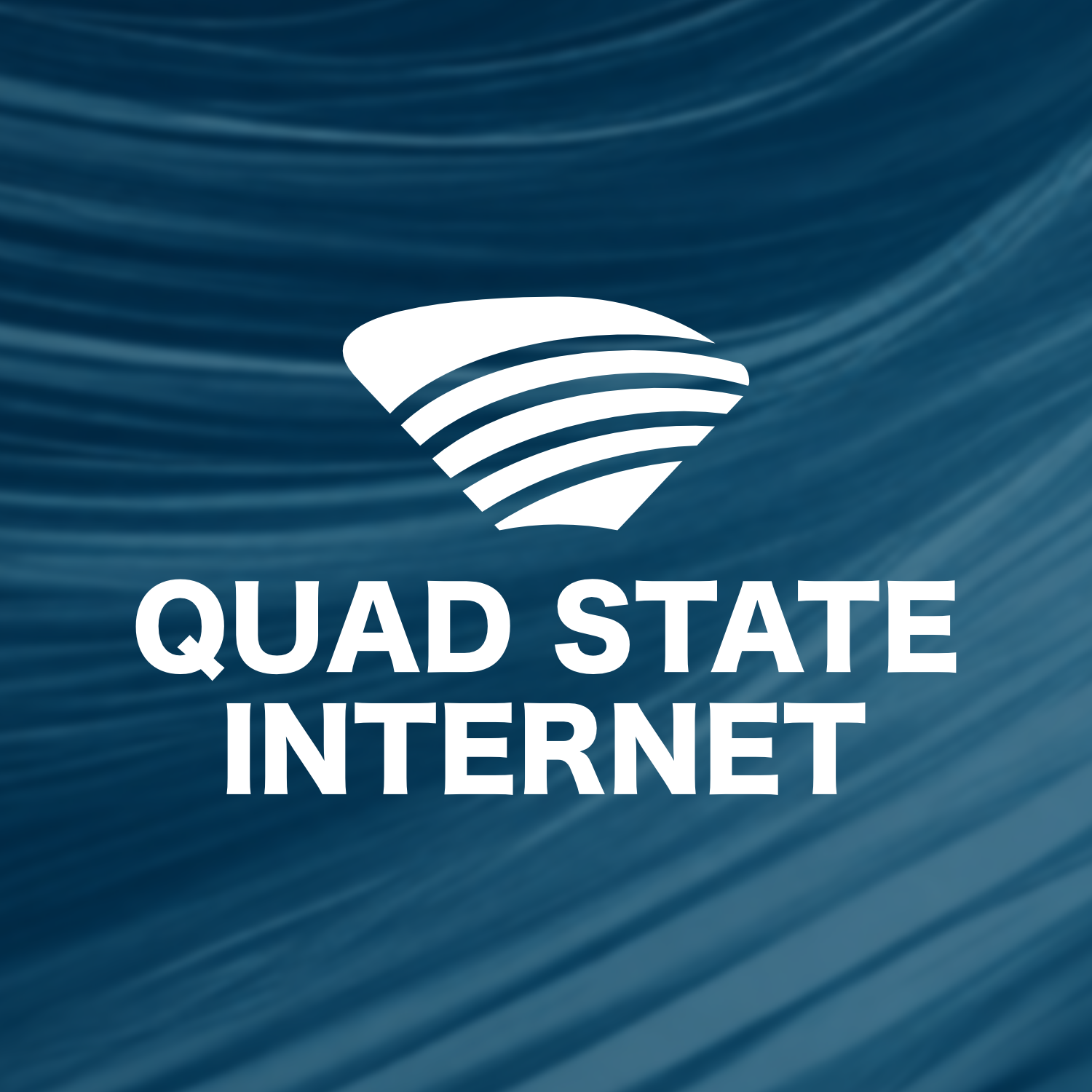 White Quad State Internet square logo on a deep blue swoosh background